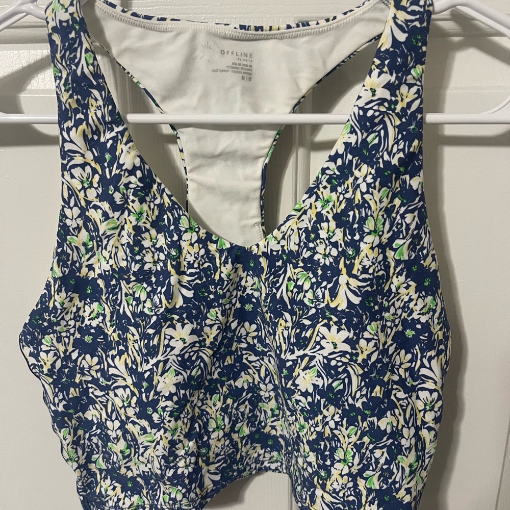 aerie Floral Cropped Workout Top